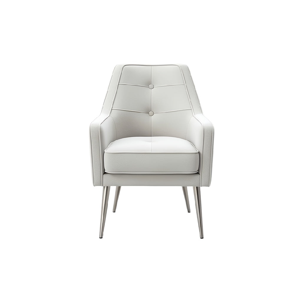 **Moderne Witte Armstoel met Metalen Poten**
