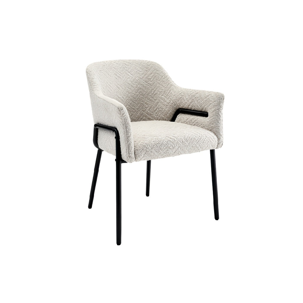 Moderne stoel met geweven bekleding en metalen poten**